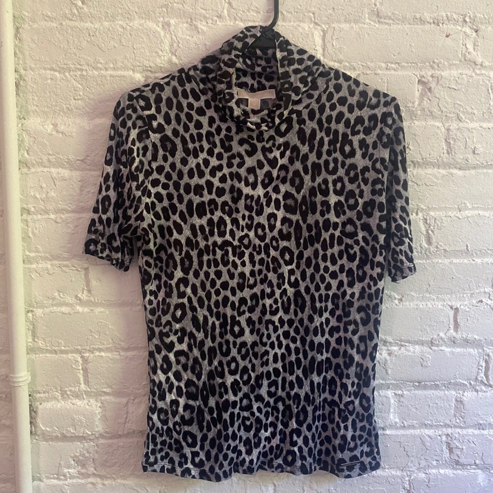 Michael Kors Animal Print mock neck top